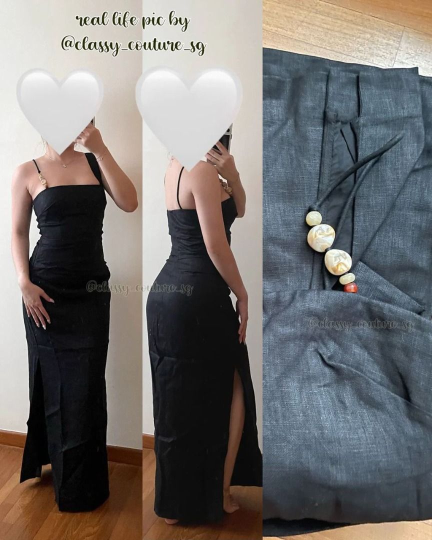 Sir The Label Black Antonia Linen Beaded Midi Dress, Women's Fashion,  Dresses & Sets, Dresses on Carousell