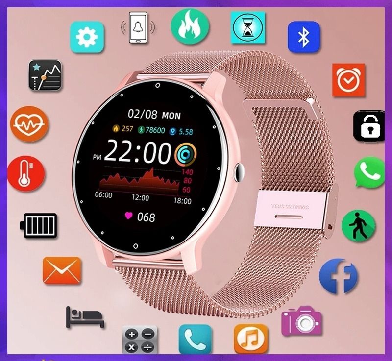 Smart Watch Waterproof Fitness Tracker Full Touch Screen Heart