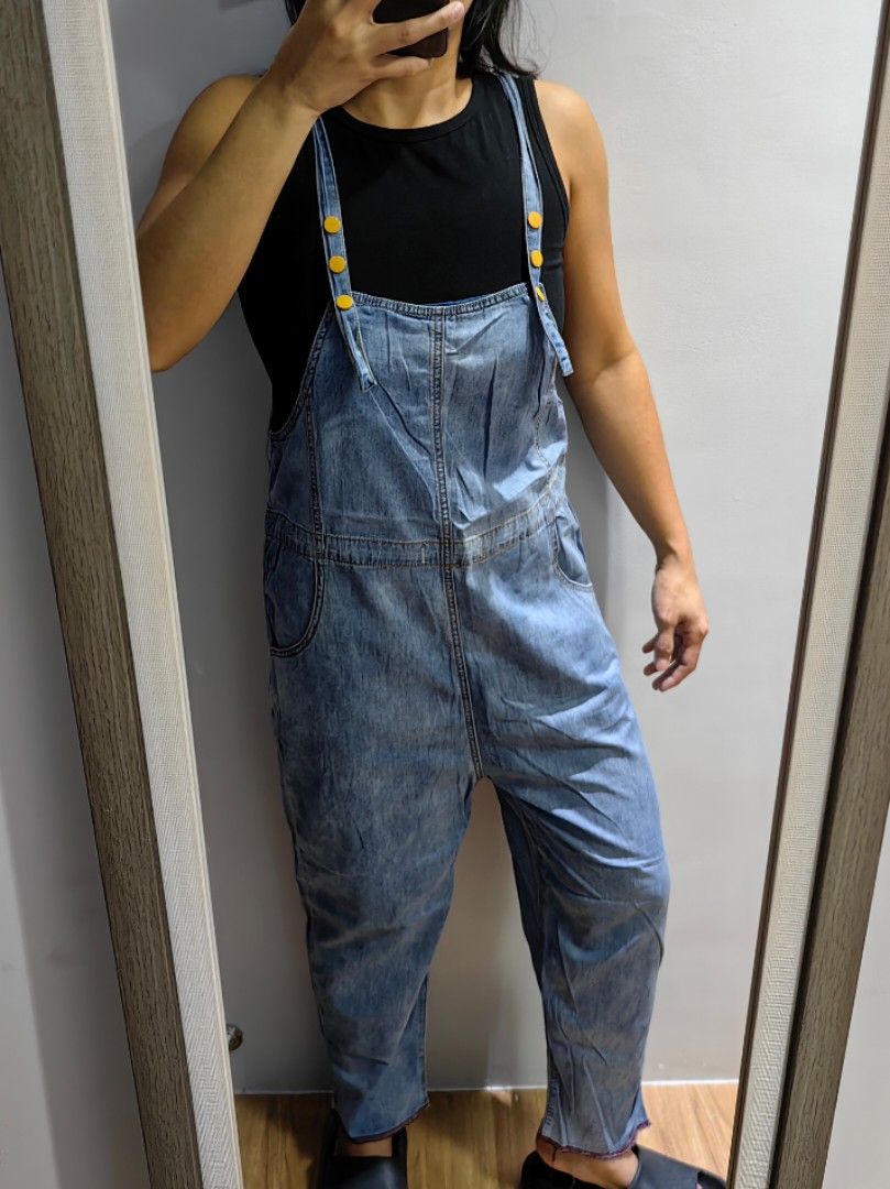 Denim jumper pants shop