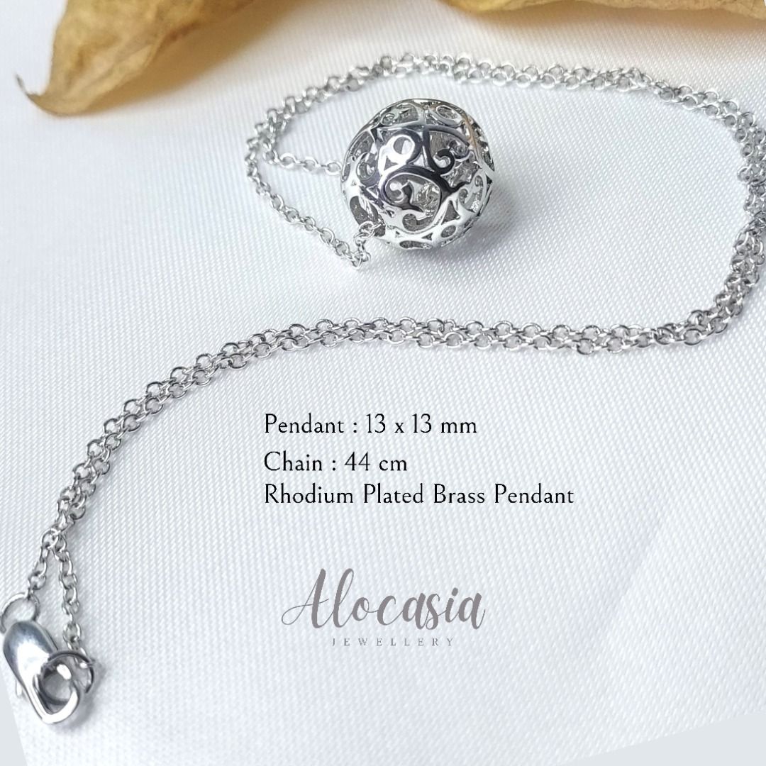 Sphere of Love Rhodium Plated Brass Necklace