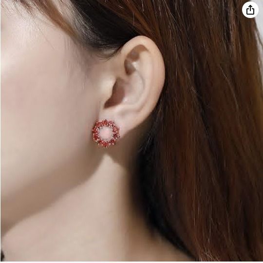 Sterling Silver Cubic Zirconia Wreath Star Flower Fashion Stud