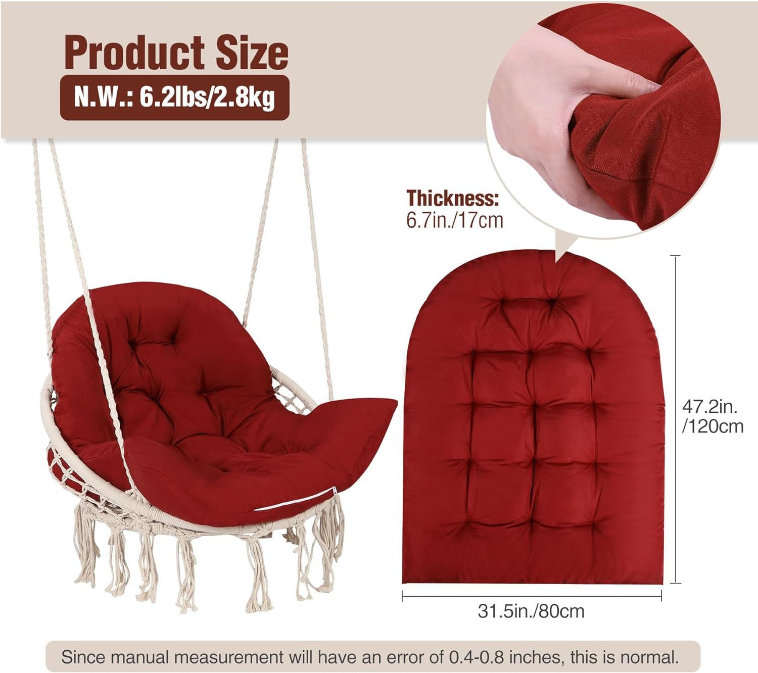 Stonehomy Egg Chair Cushion Replacement Indoor Outdoor, 47 inch