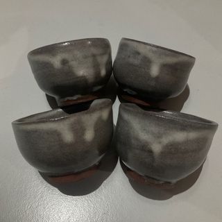 Stoneware Gray Lava Pattern Matcha Sake Tea Cup with Signature Markings 3” x 2” inches, 4pcs available - P65.00 each