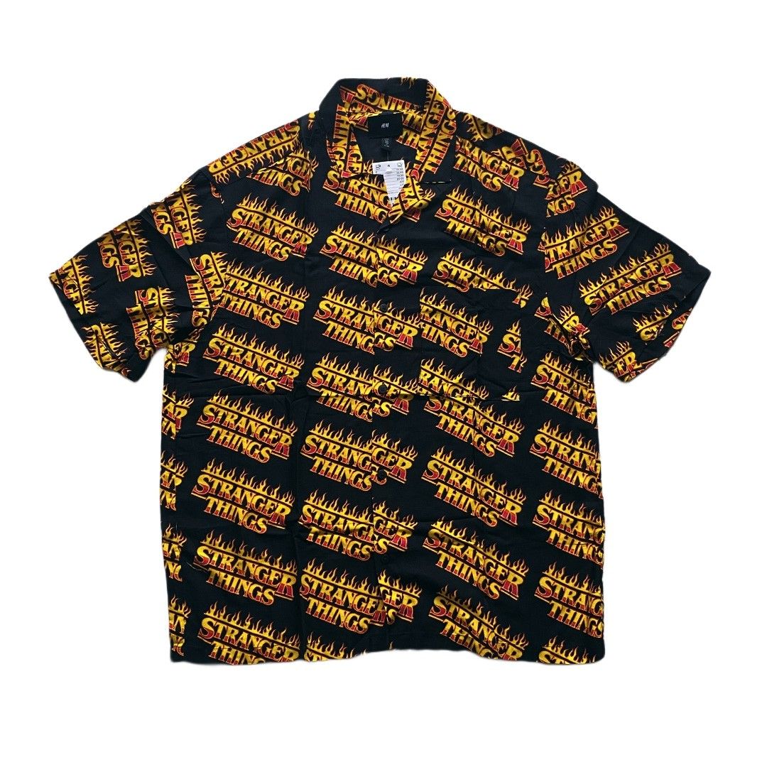 H M x Stranger Things Collection Relaxed Fit Patterned Resort