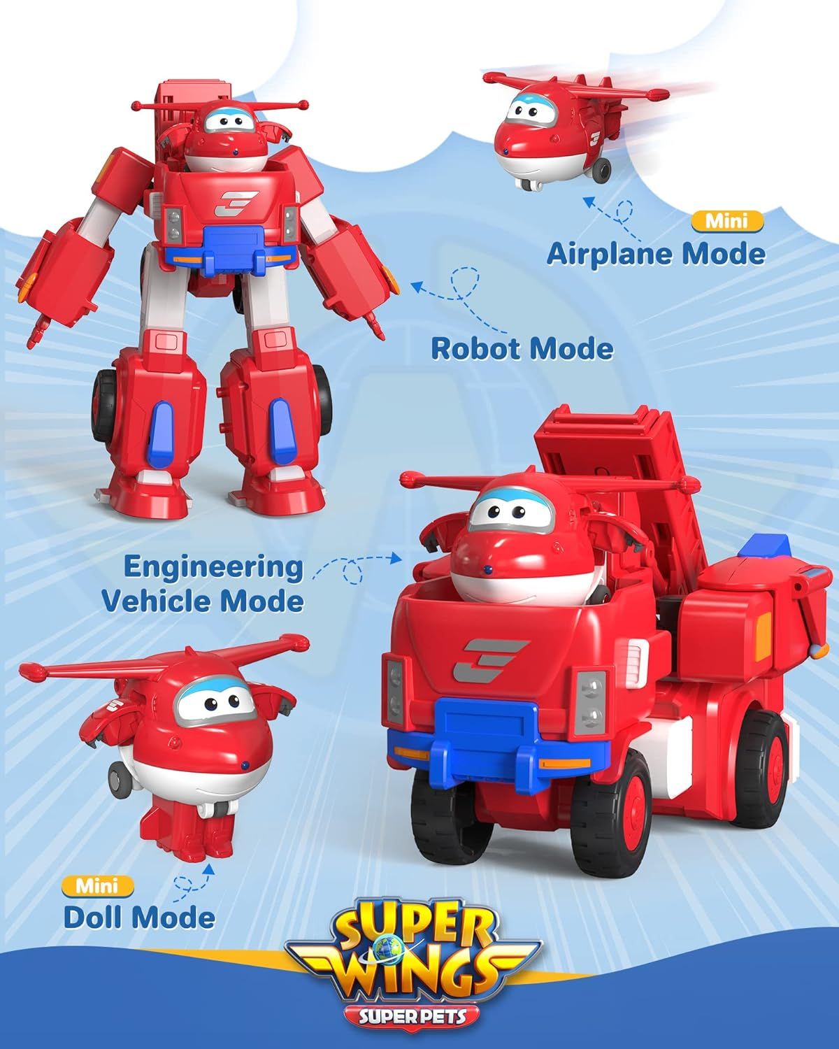 Super Wings Toys, Transformer Toys 2 Inch, Airplane Toy for Kids 3-5 Years  Old, 15 Packs Transforming Jet Playset, Real Mobile Wheels, Birthday Party