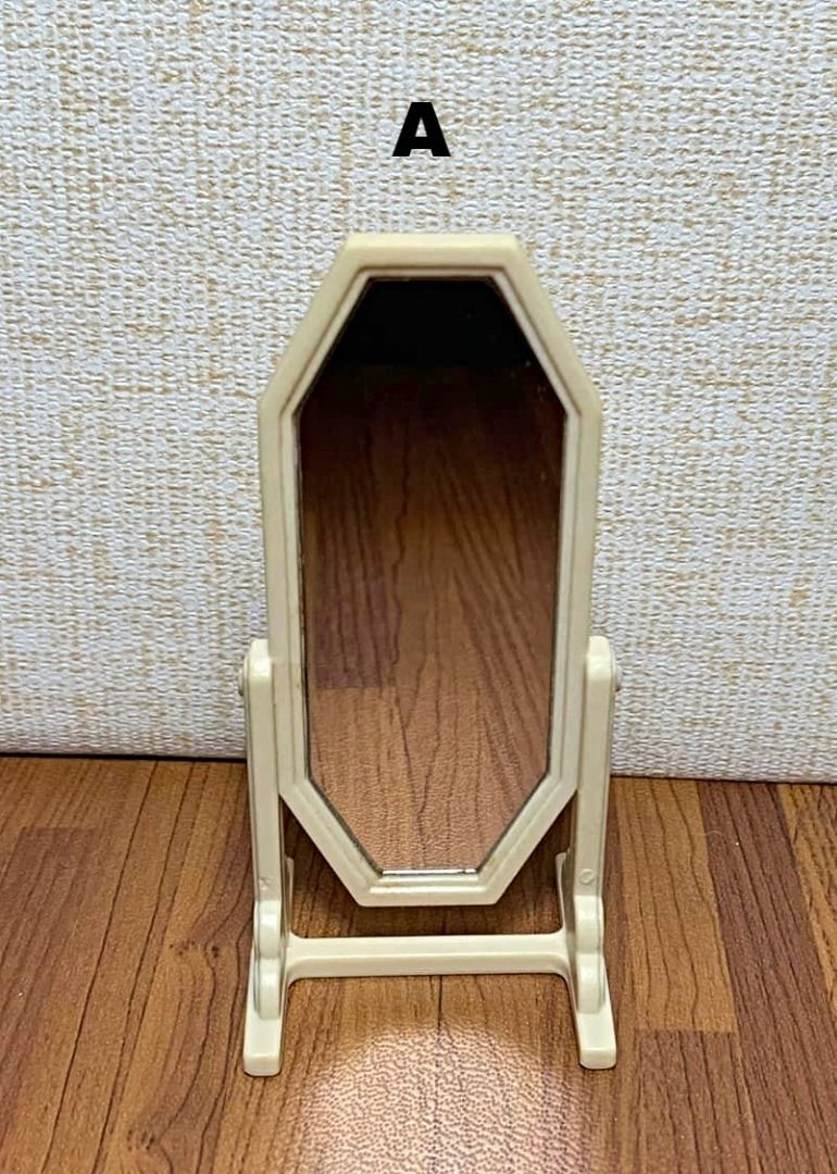 Sylvanian Families Stand Mirror (Category: Mirrors) located in Pasig City. Submitted by accentz11 (Listing ID 1281241458, Image 3). Description: Sylvanian Families Stand Mirror Pre owned, used condition with minor scratches A- 250 (SOLD) B- 200 (SOLD) C- 200 (SOLD) D- 180 (SF compatible, no markings) Payment: GCash, BDO Cross posted.