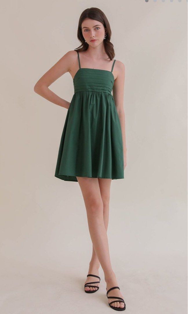 The Willow Label Polina Pleat Bodice Dress Green Women s