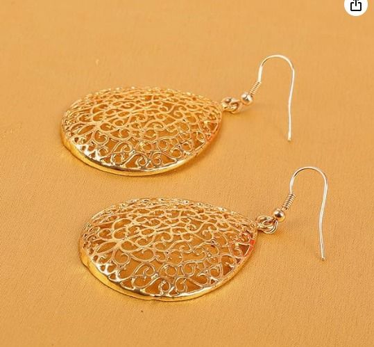 Gold filigree earrings on sale
