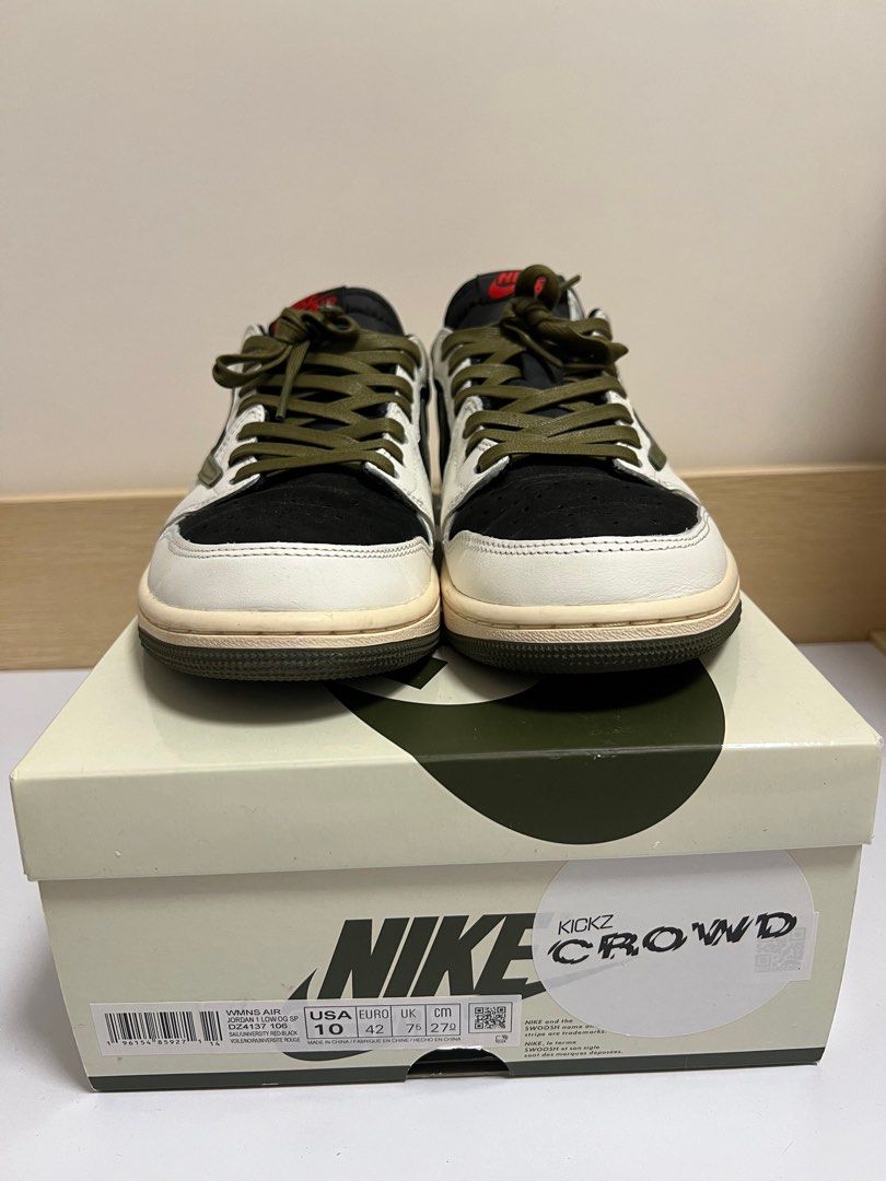 Travis Scott x Nike Jordan 1 Low Olive 27cm, 女裝, 鞋, 波鞋- Carousell