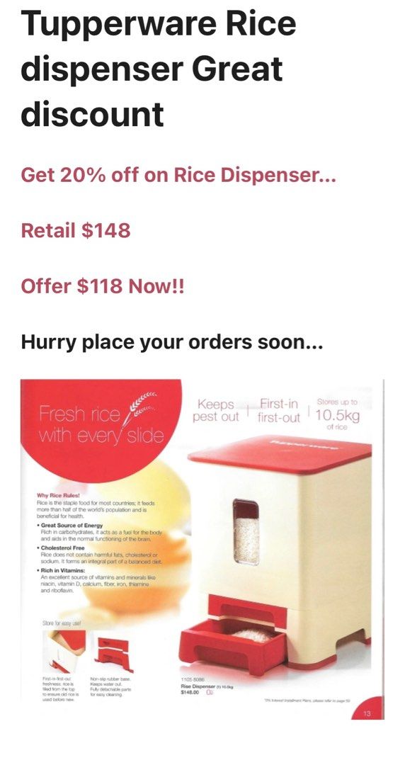 Tupperware rice bucket, Furniture & Home Living, Kitchenware ...