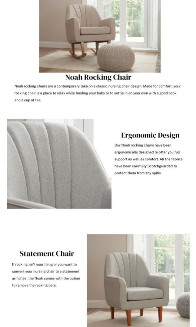 Tutti Bambini Noah Rocking Chair Nursing Breastfeeding Rocker