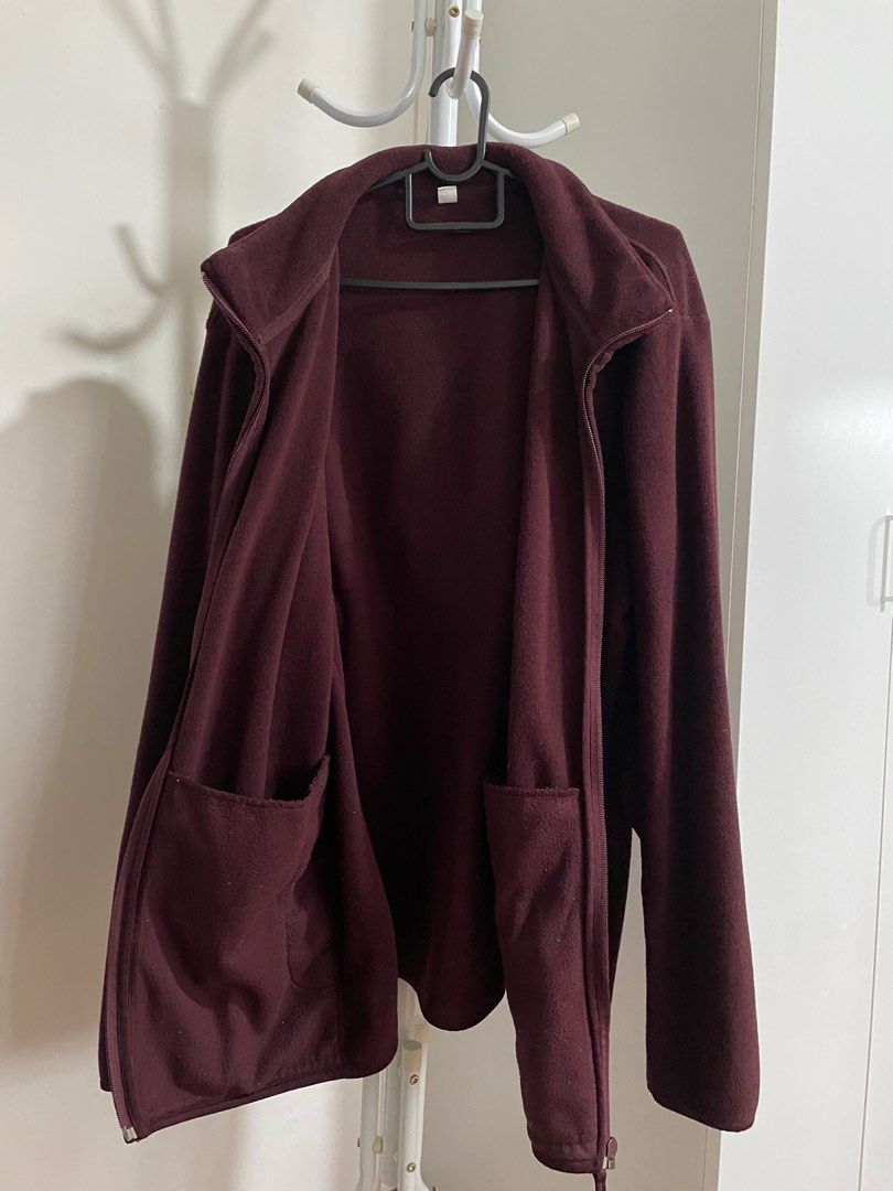 Maroon fleece jacket discount