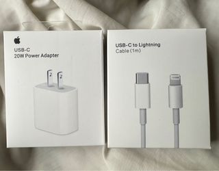 USB-C 20W power adapter and USB-C Lightning cable
