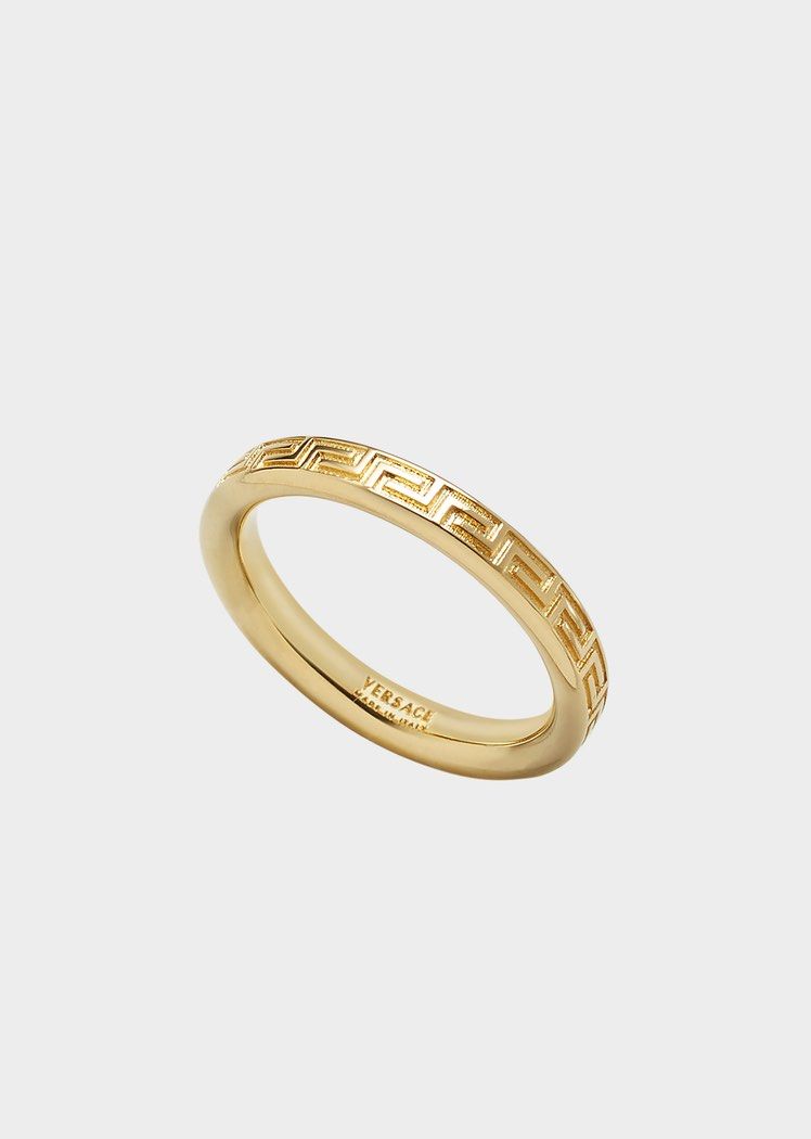 Versace Engraved Greek Key Ring Yellow Gold Luxury Accessories on Carousell