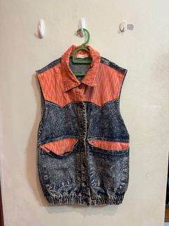 Red hotsell denim vest