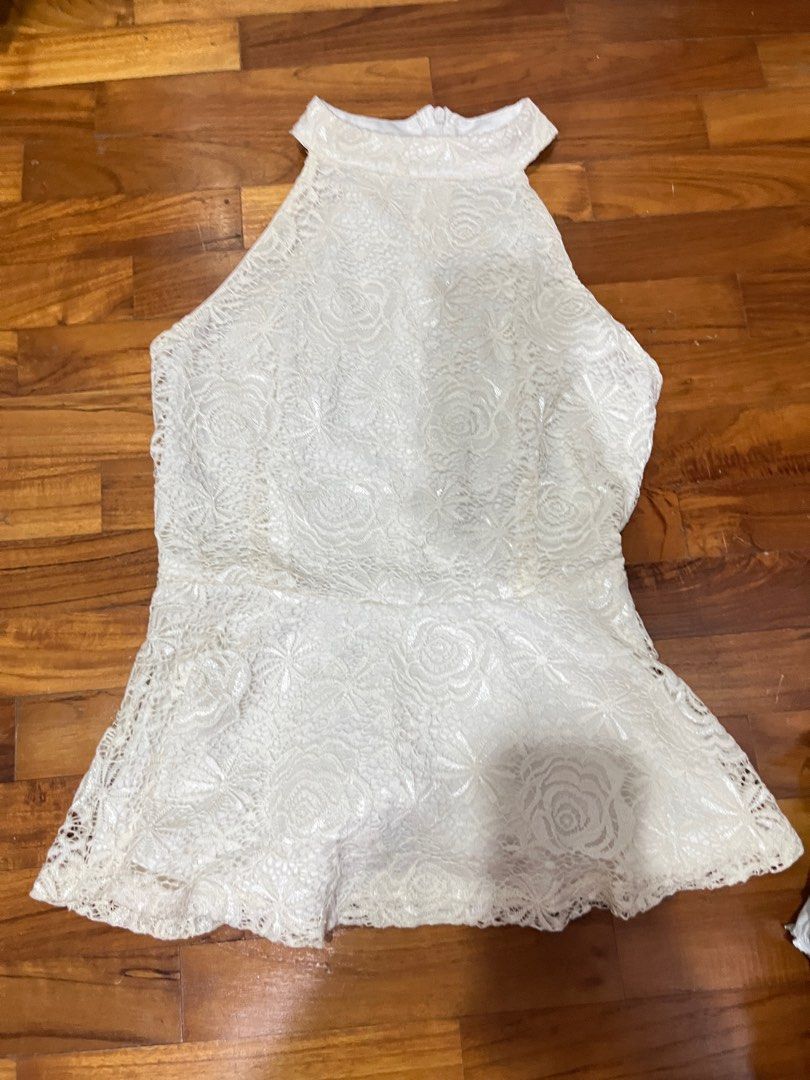 sachin and babi light blue dress Elegant White Peplum Halter Mini Dress for Prom, Beach Vacations, and   Canary Houze