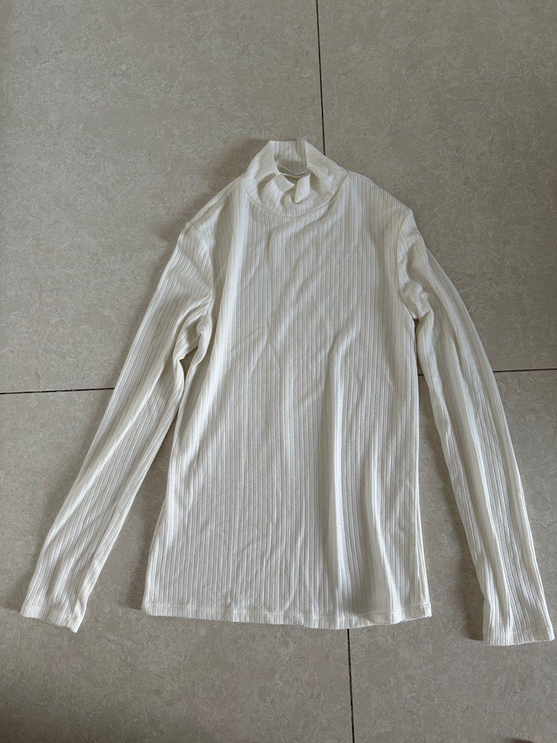 White long deals sleeve high neck