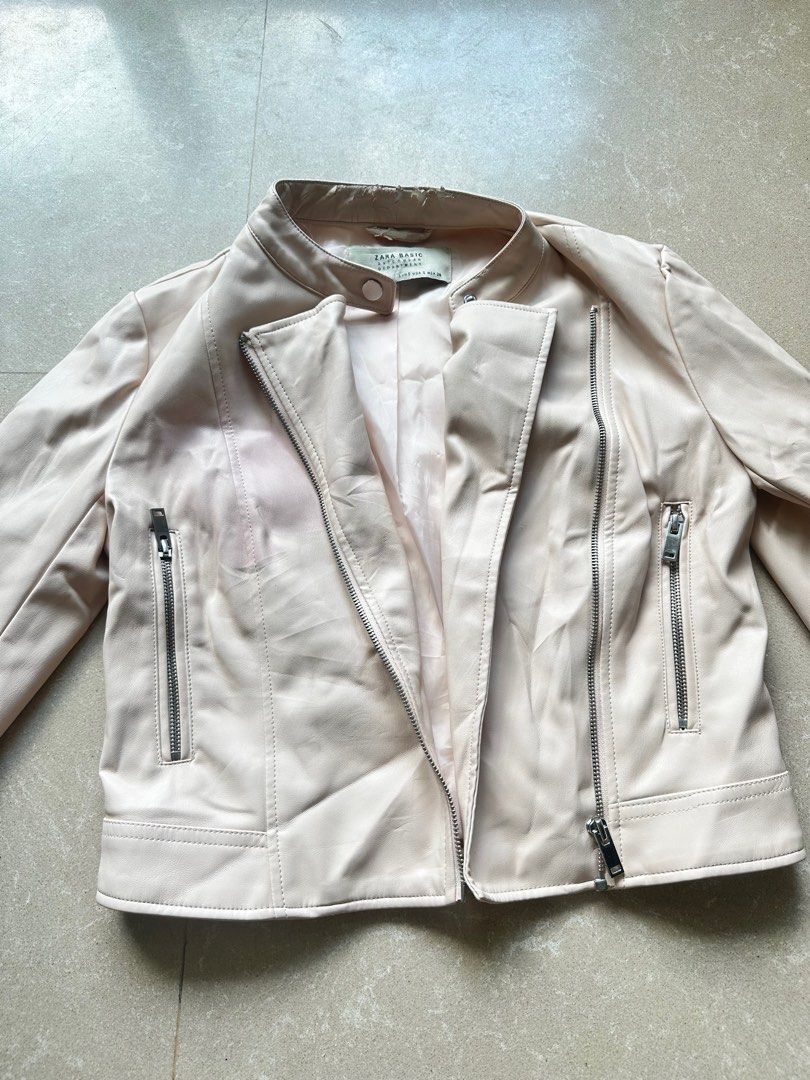 White crop leather jacket outlet