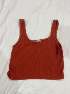 Zara orange knit cropped top BNWT