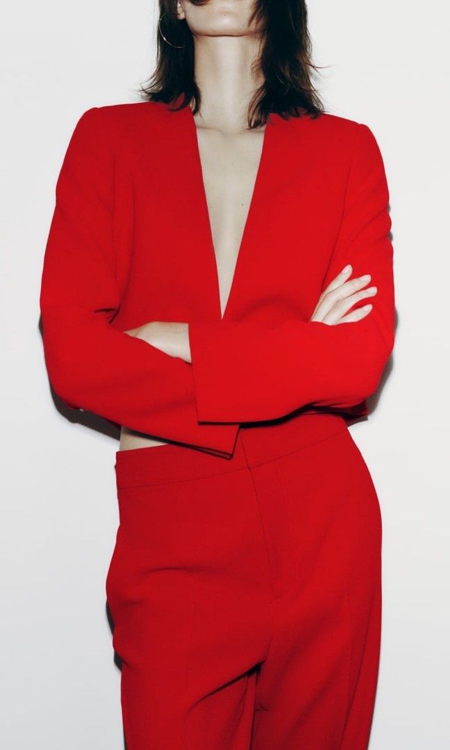 Zara tailored pants in bright red