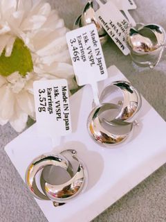 18K Japan white Gold dome earrings