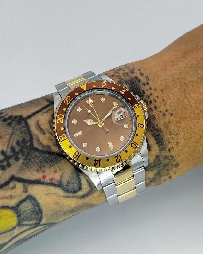 1989 Rolex GMT Master II 16713 2 Tone RootBeer TigerEye Luxury