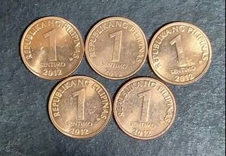 2012 Philippines 1 sentimo old coin aUnc/Unc condition' Very Rare ⭐ 'Hard to find' 5 pcs Take All