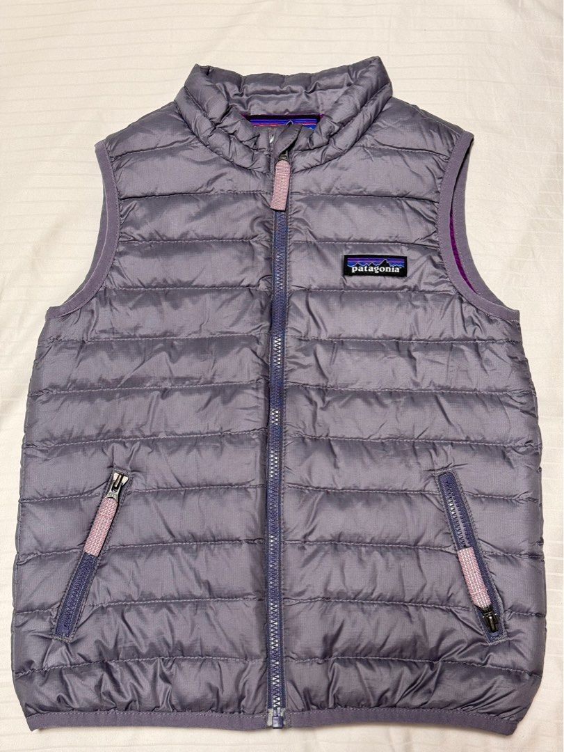 4T Patagonia down vest grey purple packable jacket kid child girl