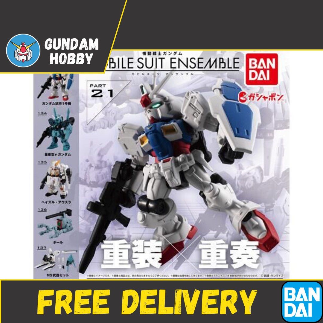 ⭐️ <MSE 21> Mobile Suit Ensemble Series 21 Part 21 - Gundam GP01 / Gundam Nu / Gundam Hazel (Set of 5) MSE21 Bandai Gachapon (Category: Gundam Model Kits) located in Singapore. Submitted by gundamhobby (Listing ID 1234726196, Image 1). Description: Mobile Suit Ensemble Series 21 (Set of 5) • 133 : Gundam GP01 • 134 : RX-94 Type Nu Gundam • 135 : Gundam Hazel • 136 : RB-79 Ball (Type C) • 137 : Equipment Set for Wave 21 ✅ Only for sale as a comple