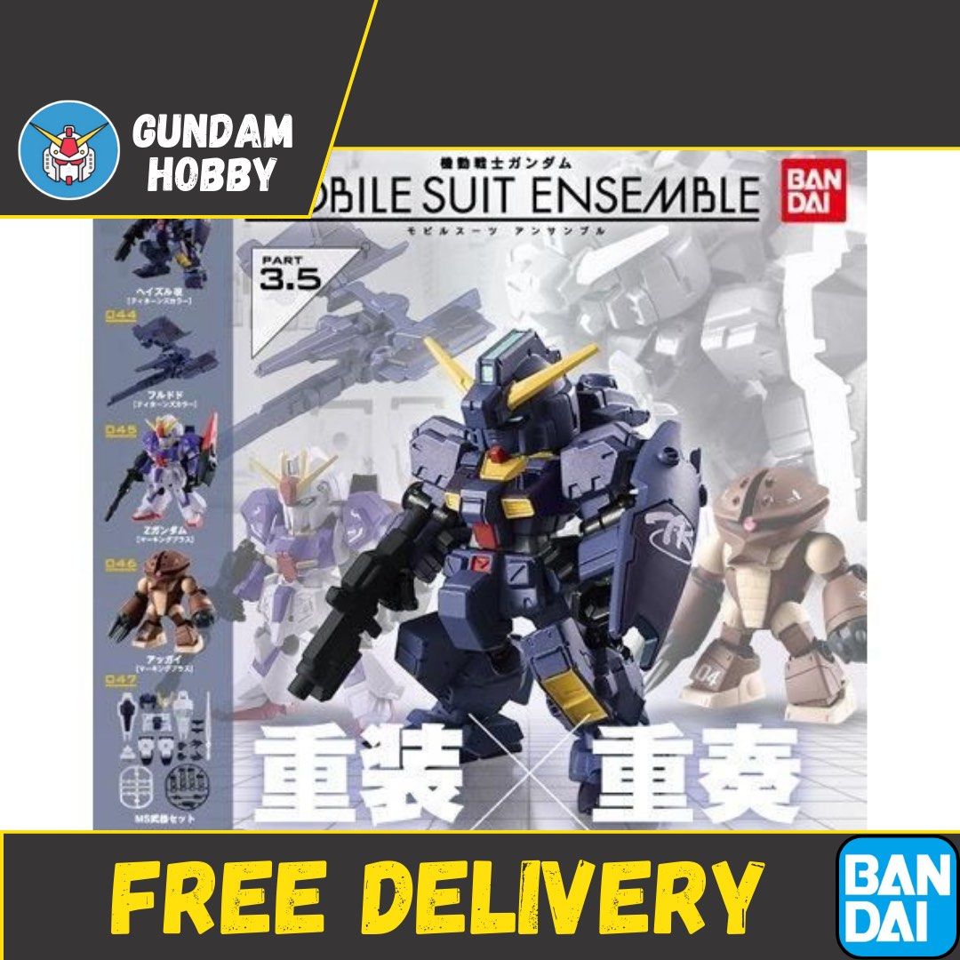 ⭐️ <MSE 3.5> Mobile Suit Ensemble Series 3.5 Part 3.5 - Gundam Z / Gundam RX121 / Acguy (Set of 5) MSE3.5 Bandai Gachapon Gashapon (Category: Gundam Model Kits) located in Singapore. Submitted by gundamhobby (Listing ID 1240356157, Image 1). Description: Mobile Suit Ensemble Series 3.5 (Set of 5) • 043 : RX-121-1 Gundam TR-1 • 044 : FF-X29A G-Parts [Hrududu] • 045 : MSZ-006 Z Gundam • 046 : MSM-04 Acguy • 047 : Equipment Set for Wave 3.5 ⭐️ Only 