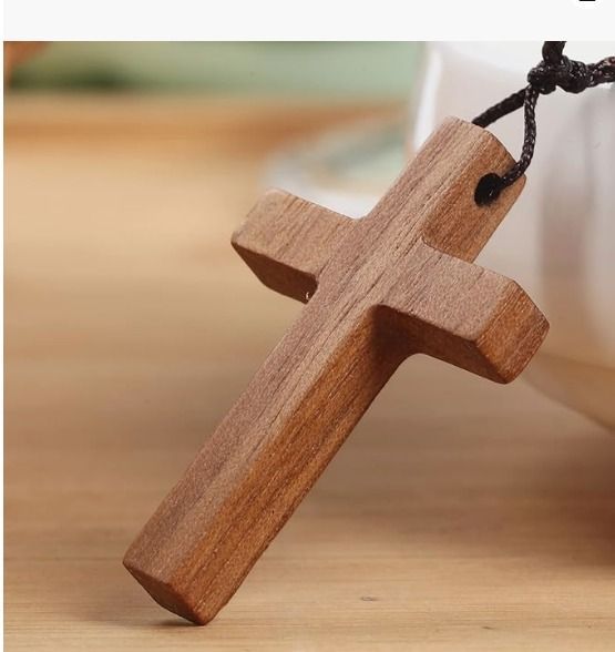 AB Max Wood Cross Necklace Adjustable Wooden Pendant Necklace