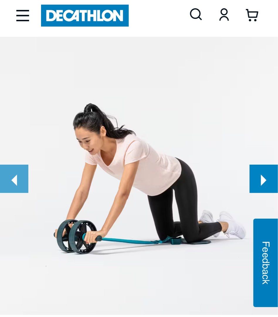 Decathlon Abdominal Wheel With Elastic Band Sports Equipment Exercise Fitness Toning Stretching Accessories on Carousell