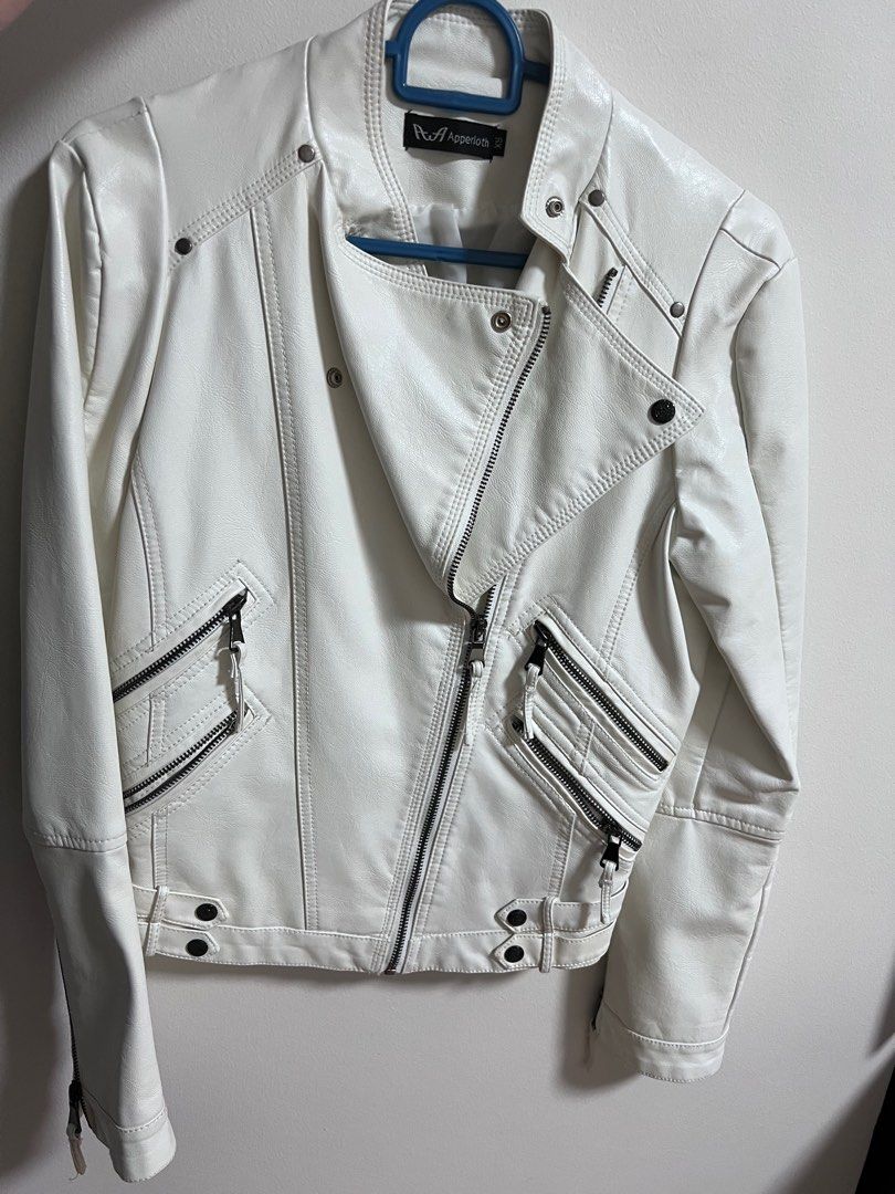 White biker jacket womens store