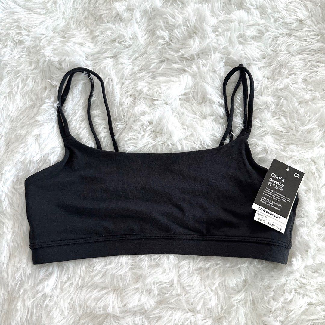 BNWT] GAP FIT Breathe Low Support Strappy Sports Bra - Black, Women's  Fashion, Activewear on Carousell
