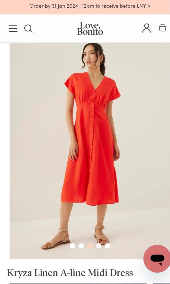 Red a line midi sale dress