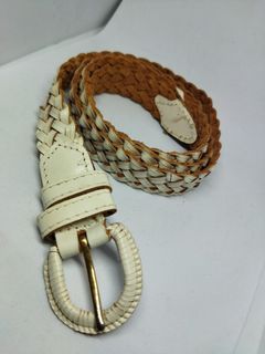 Braided Leather belt white
