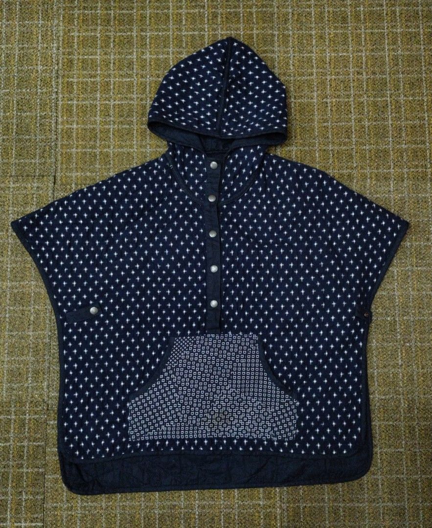 Bridge and Burn x Kiriko Poncho (Category: Coats, Jackets and Outerwear) located in Baguio. Submitted by fidelcatto (Listing ID 1281547881, Image 1). Description: 9/10 Condition Free size has stain on the sashiko on the reverse side When worn pic on the last 2 slides.