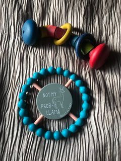 BUNDLE❣️Bella Tunno® Clever Cute Statement “Not My Prob Llama” CPSIA Compliant Baby Teether & Learning and Development Artisan Dutch Wooden Rattling RIngs