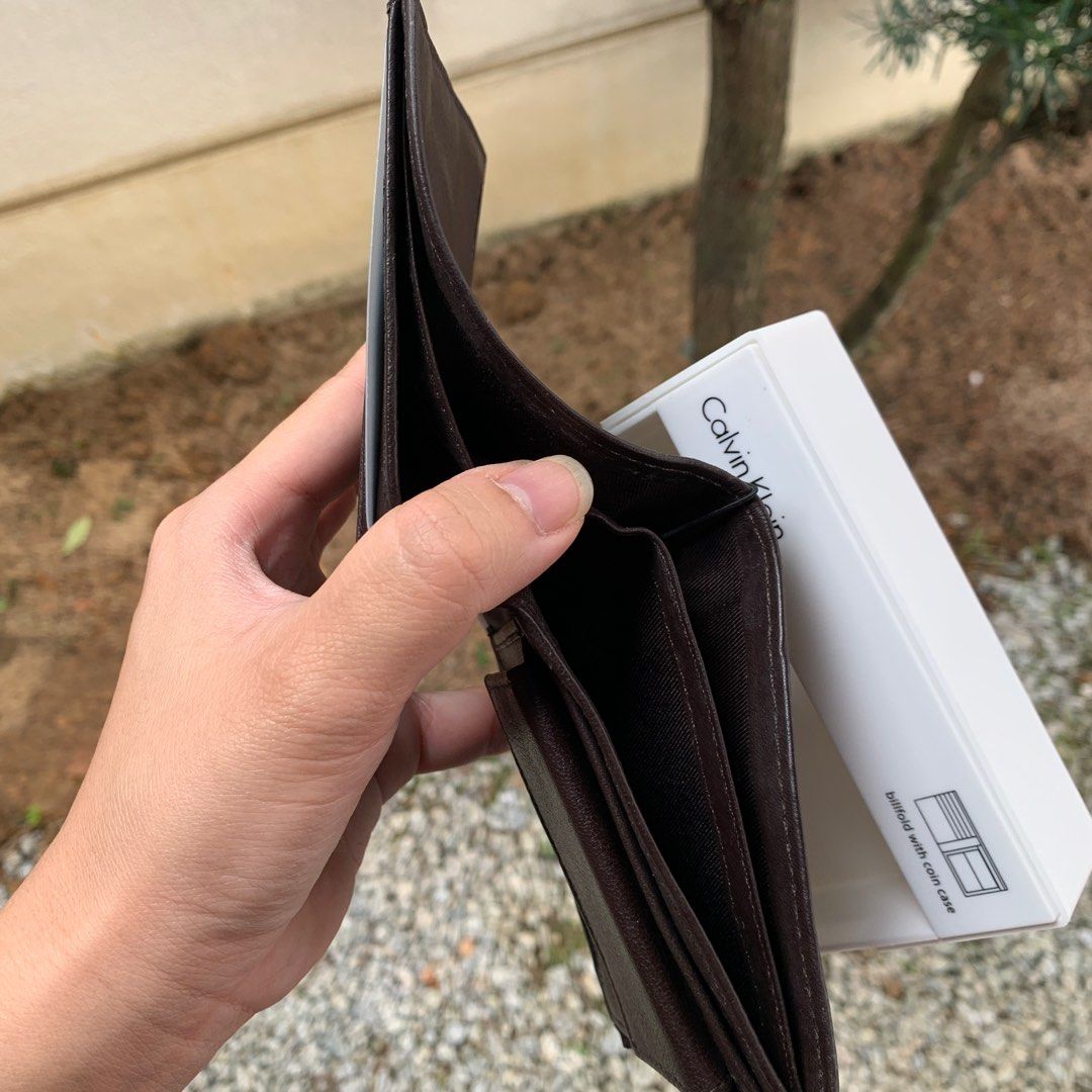 Calvin klein brown leather wallet cheap