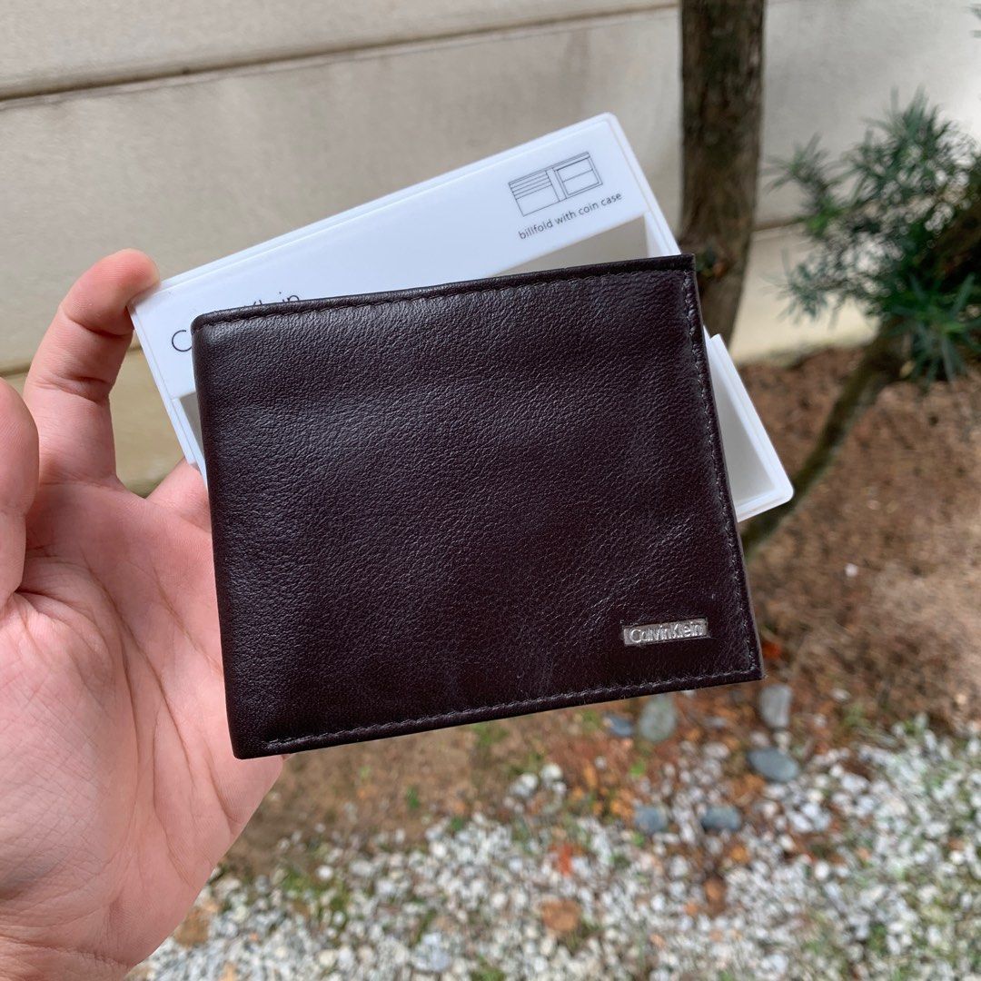 Calvin Klein Brown Leather Wallet 100 Original Men s Fashion Watches Accessories Wallets Card Holders on Carousell