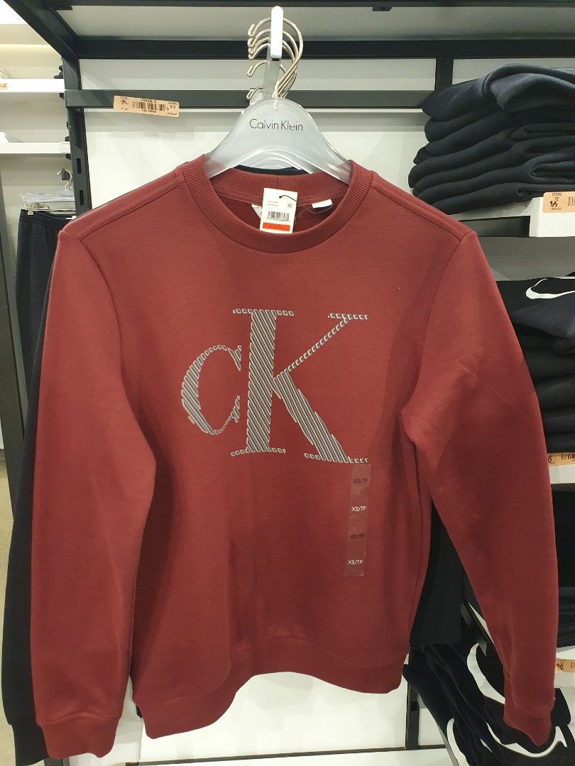 Calvin Klein Crew Monogram Fleece Sweatshirt XS S M L XL