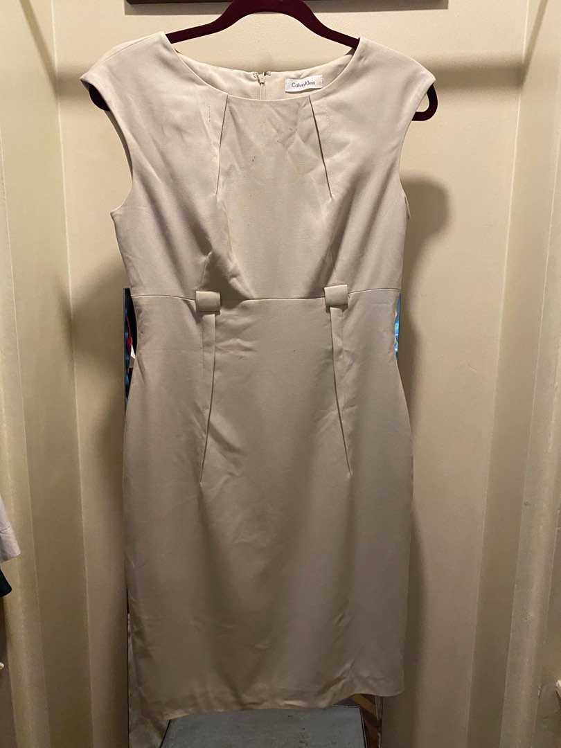 Calvin Klein Offwhite Sleeveless Dress