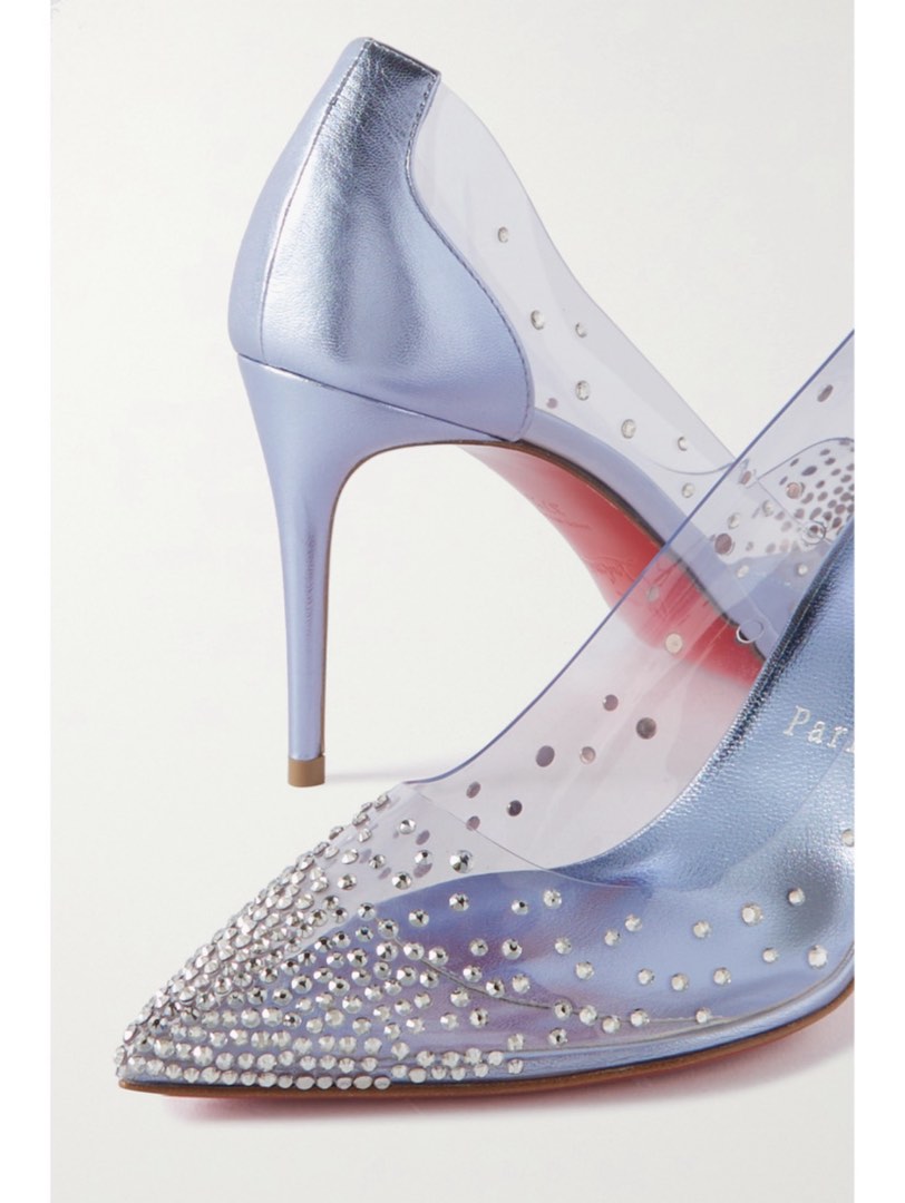 Christian Louboutin Degrastrass 85mm Metallic Blue PVC Pumps Heels