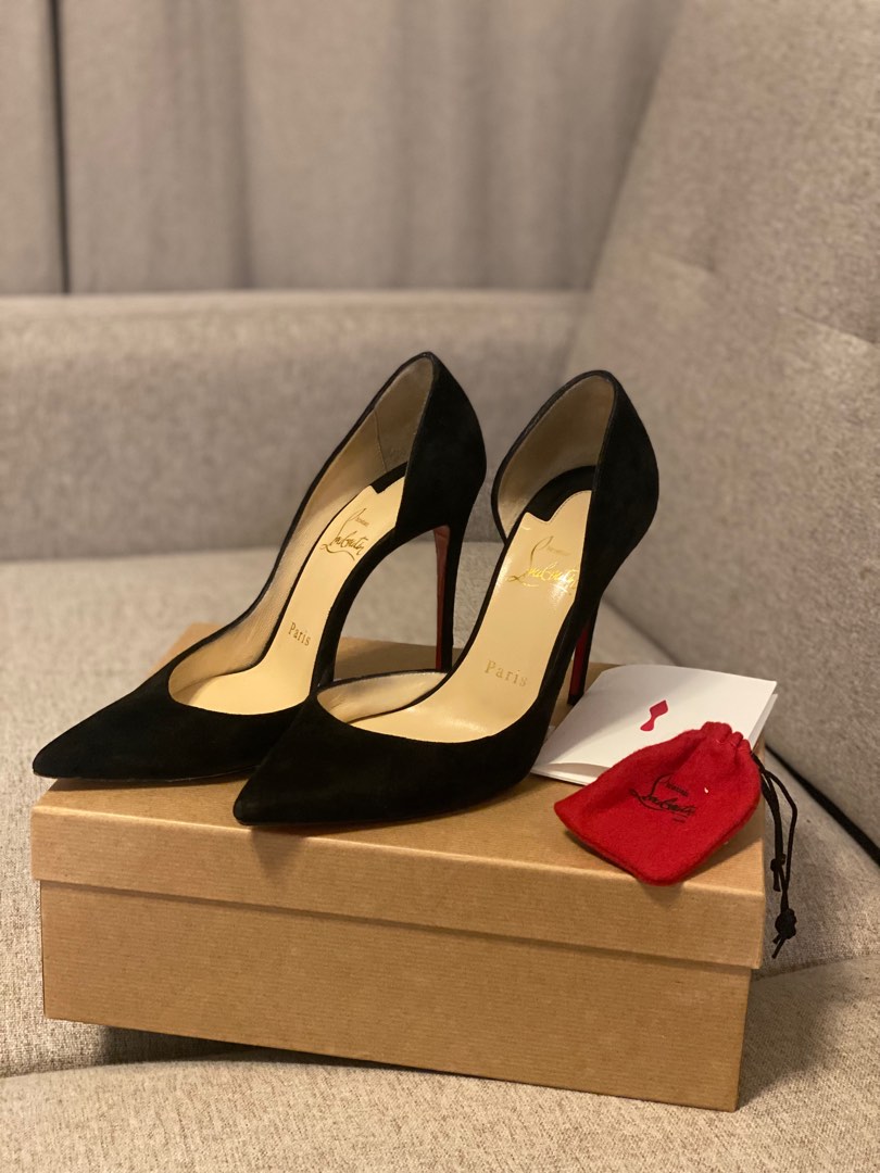 Christian Louboutin Iriza 100 Velour Suede 36.5 in Black