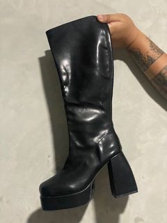 Chunky heel thigh-high boots