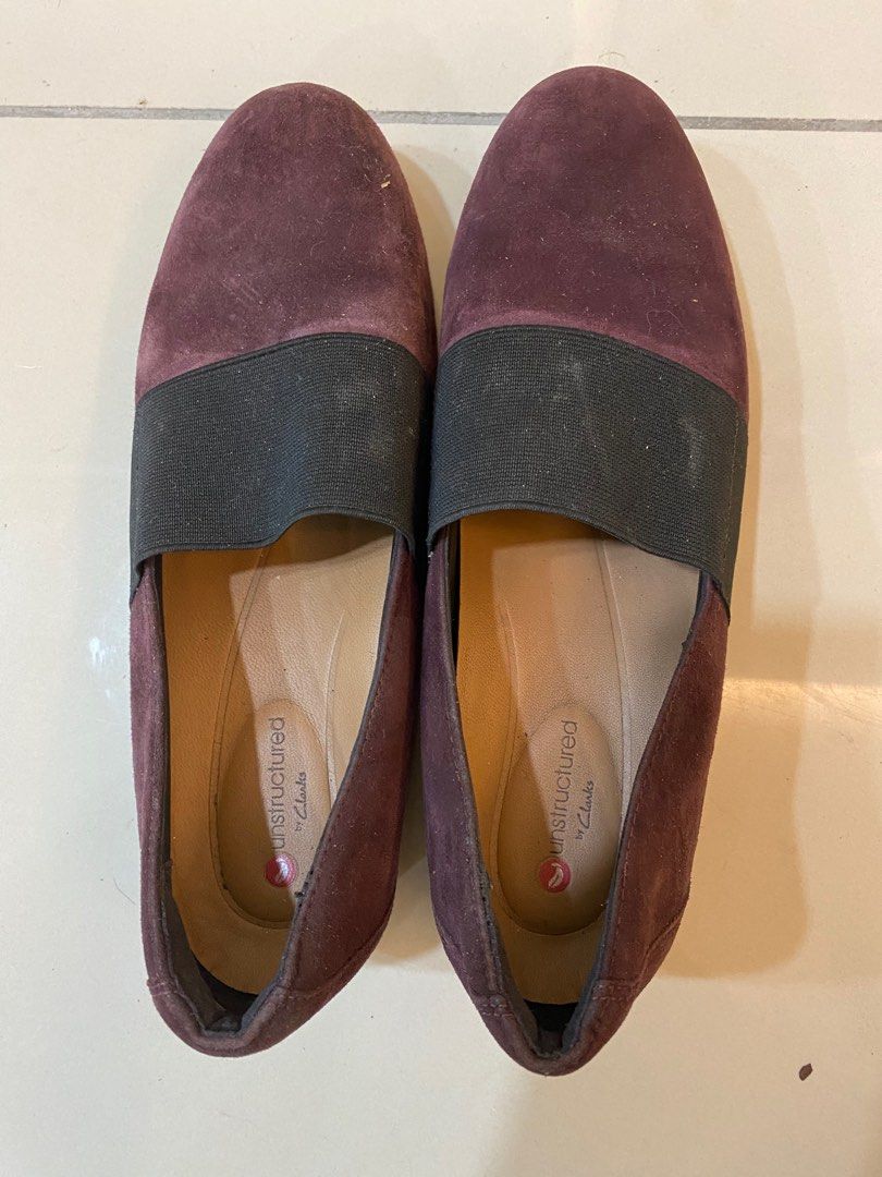 Clarks dark purple flats
