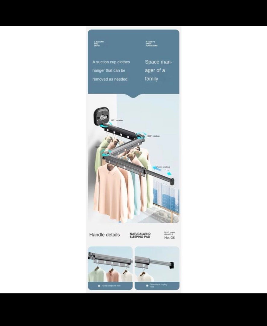 Clothes Drying Rack Suction Cup Hanger Foldable, Furniture & Home ...
