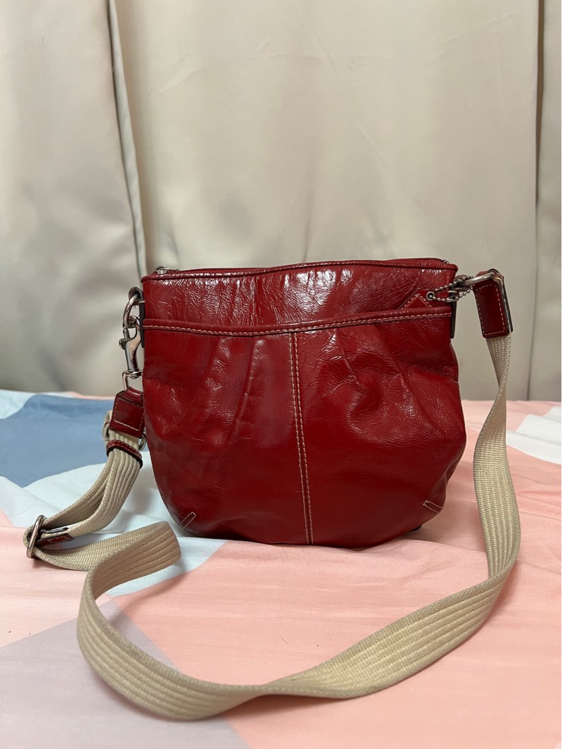 Coach red patent leather bag clearance