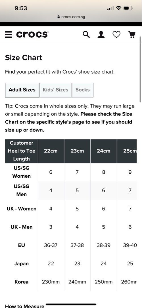 Shoe Size Chart Should I Size Up Or Down In Crocs Guide Crocs Size
