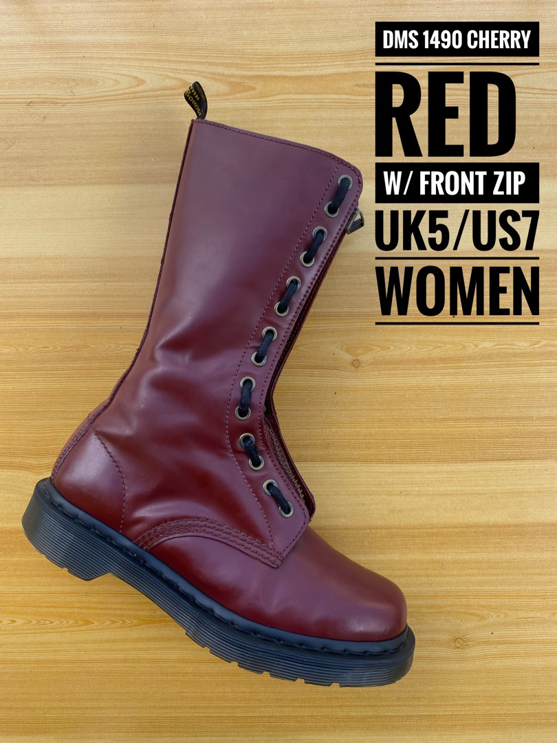 DR MARTENS 14 Holes CHERRY RED Uk 5 Women s Fashion Footwear Boots on Carousell